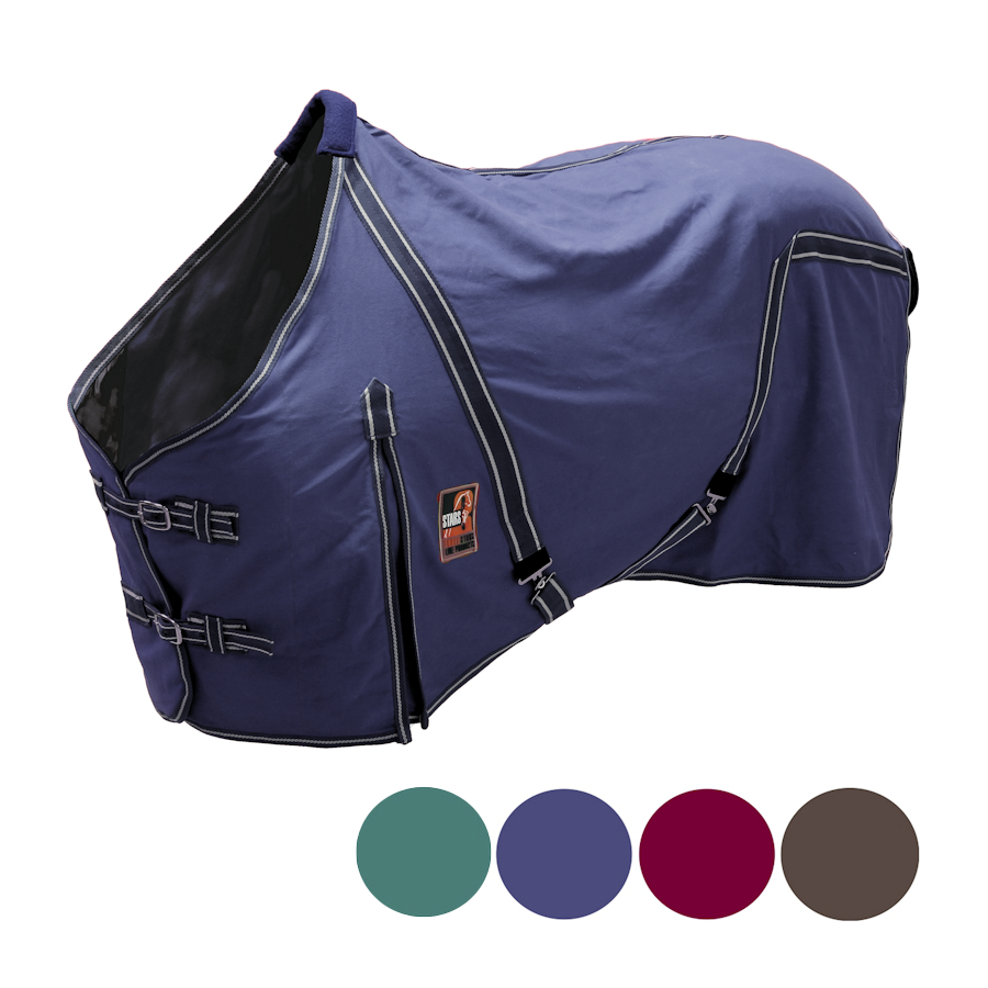 COPERTA IN COTONE CANVAS CON CINGHIE/SOFFIETTI BLU