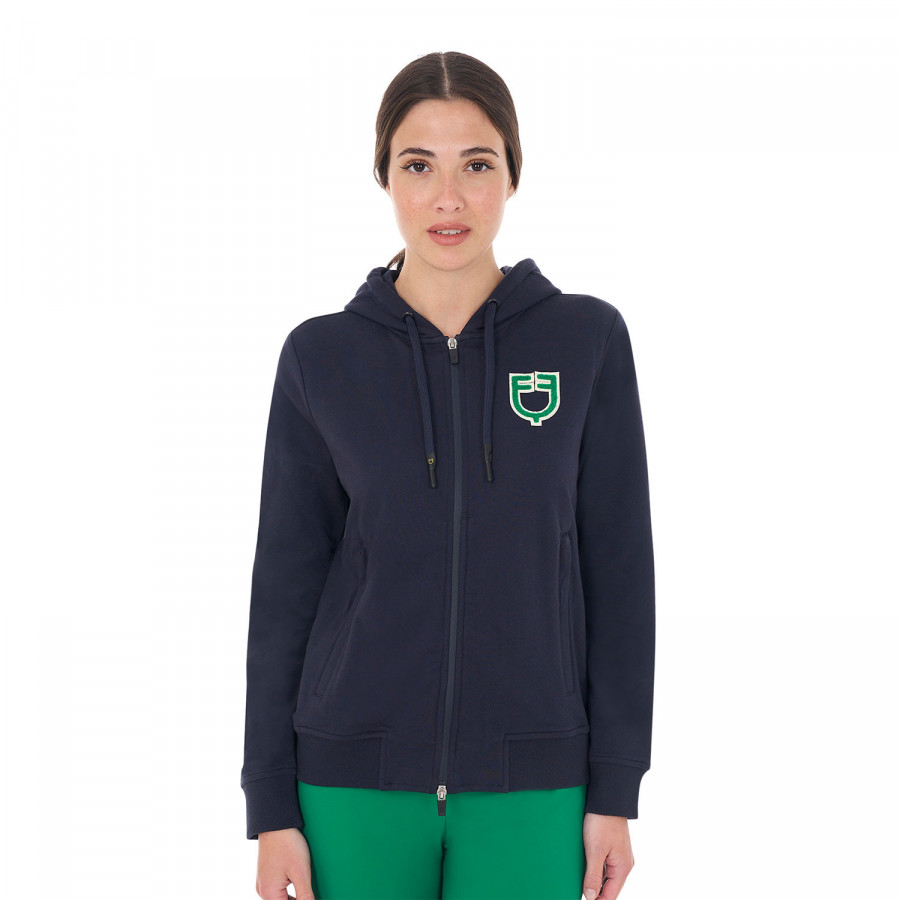 Felpa donna con cappuccio zip e logo effetto spugna  TAGLIA XS