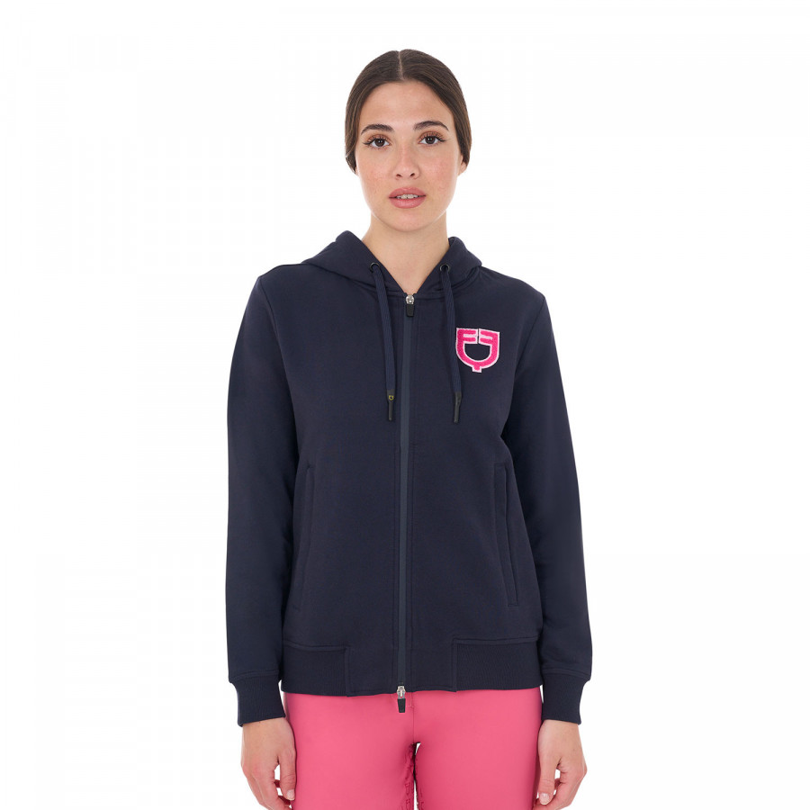 Felpa donna con cappuccio zip e logo effetto spugna TAGLIA M
