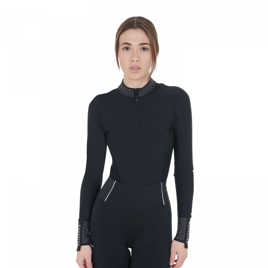 Polo tecnica donna da allenamento con strass