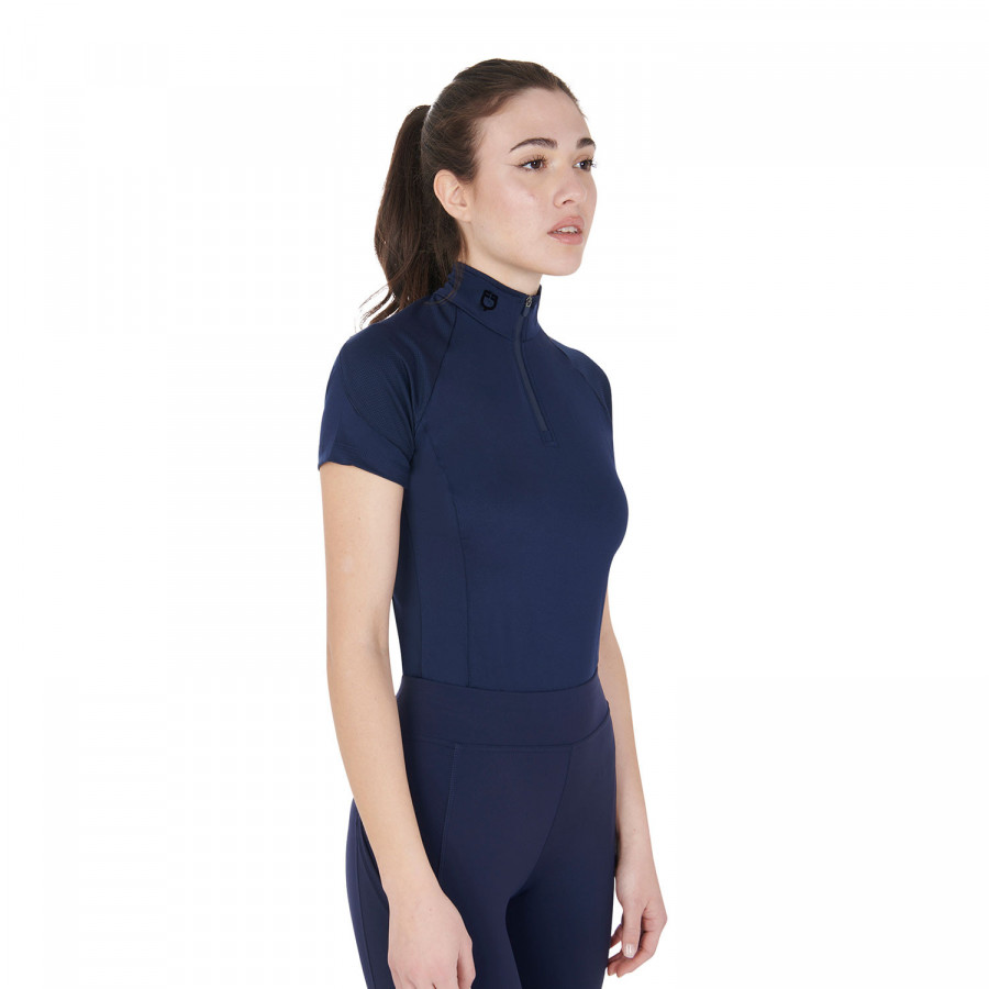Maglia tecnica traspirante mezza manica Blu logo blu